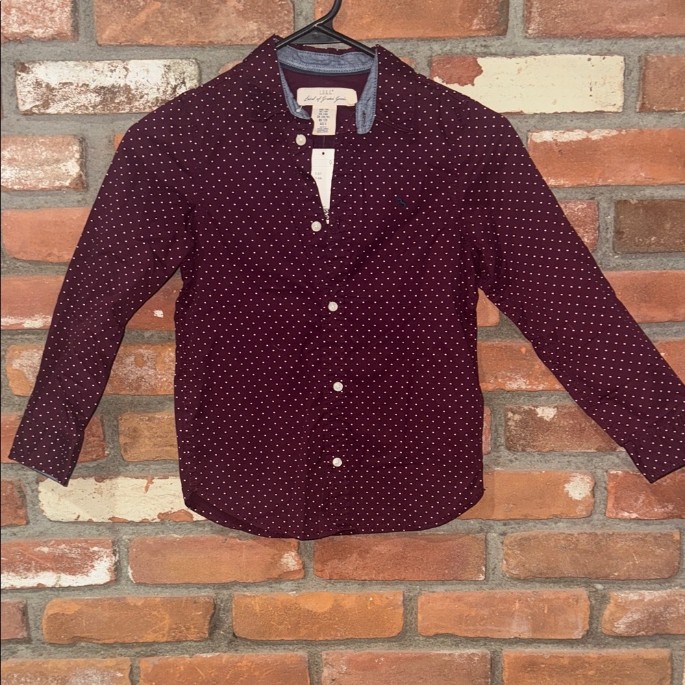 H&M Maroon and White Polka Dot Shirt